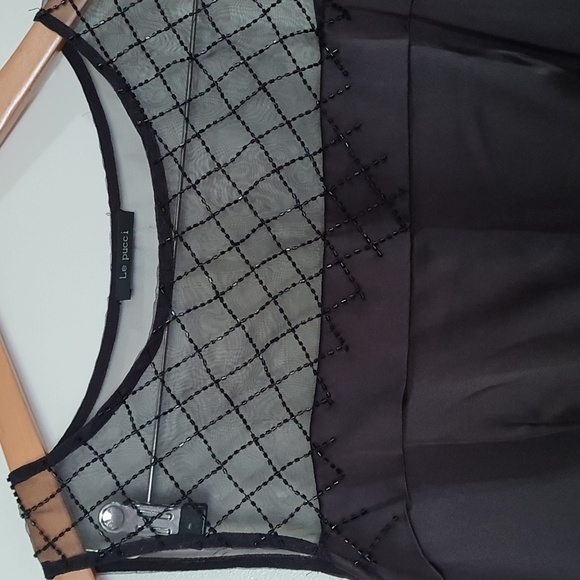 100% Silk, black lace with pleated dress in size US 6. - Picture 2 of 6